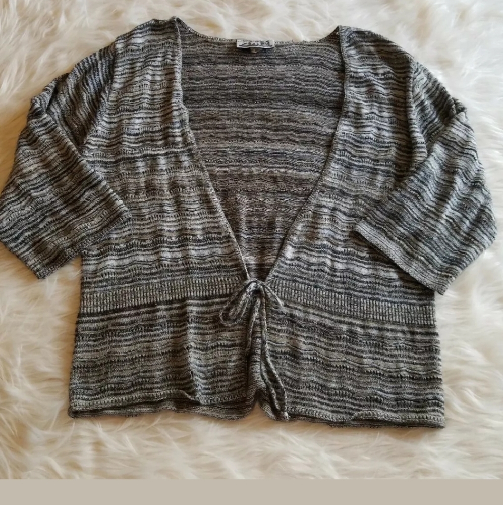 212 New York Gray 3/4 Sleeved Sweater Sz S/M Grandma Comfy